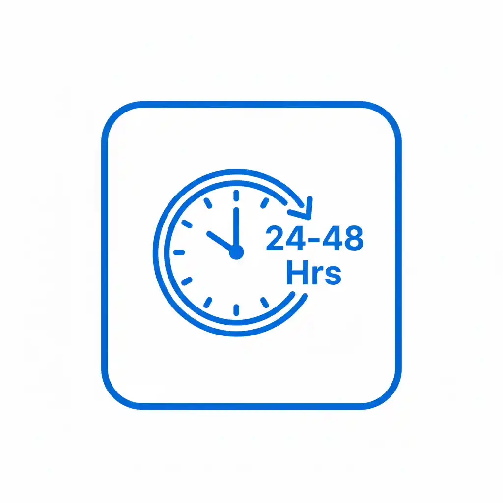 Illustration of 24–48 hour turnaround available for online data entry projects