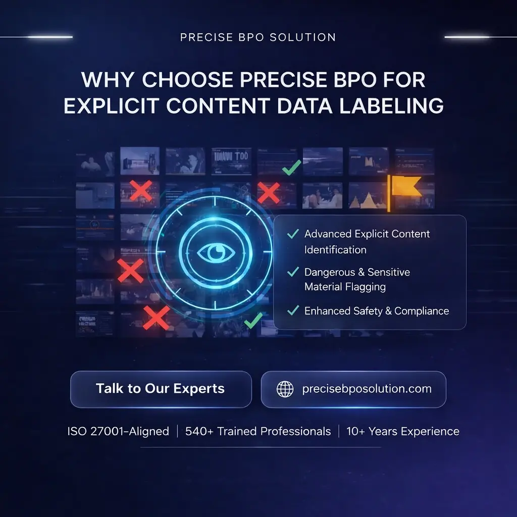 Why choose Precise BPO for secure, accurate explicit content data labeling with ISO-aligned workflows