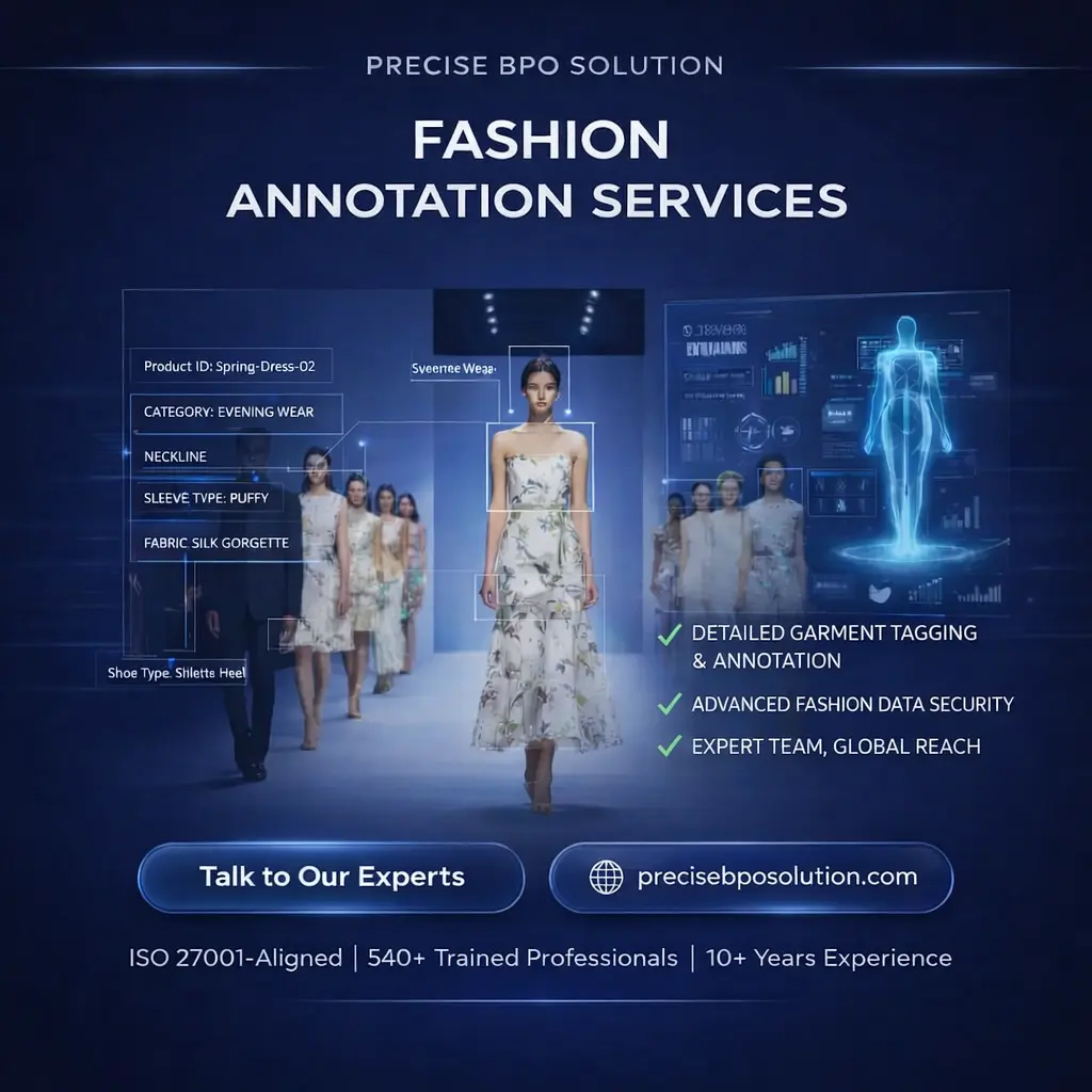 Fashion image annotation services by Precise BPO India for AI, e-commerce, and global retail datasets