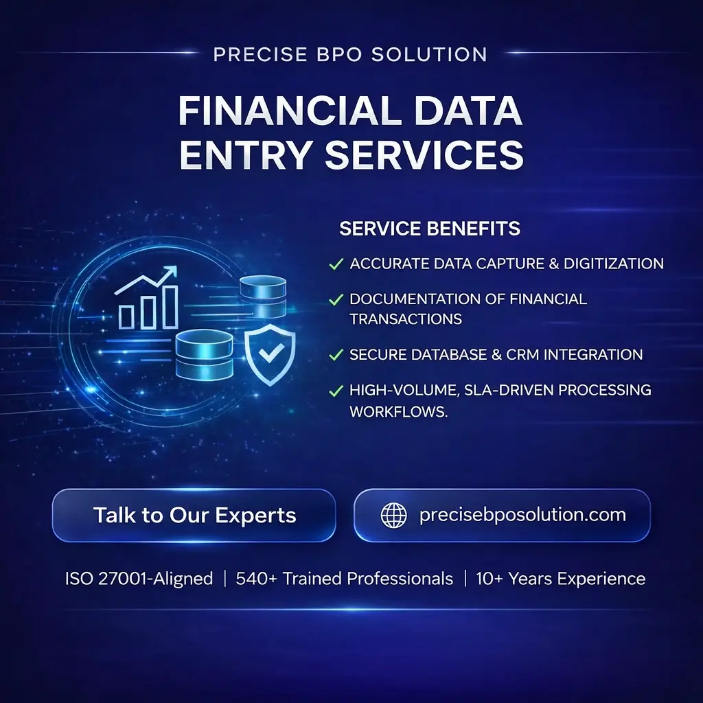Illustration of financial data entry services at Precise BPO India office