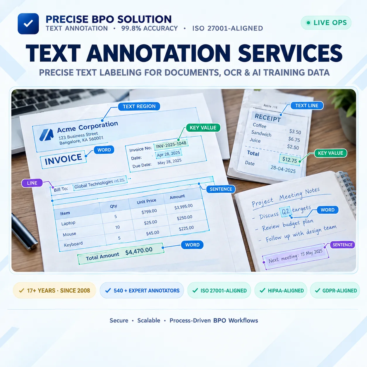 Diagram of the text annotation process turning text, sentiment, and chat inputs into NER and QA outputs