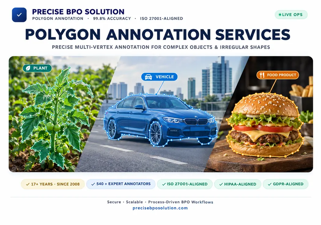 Diagram of polygon annotation workflow from raw images to labeled outputs