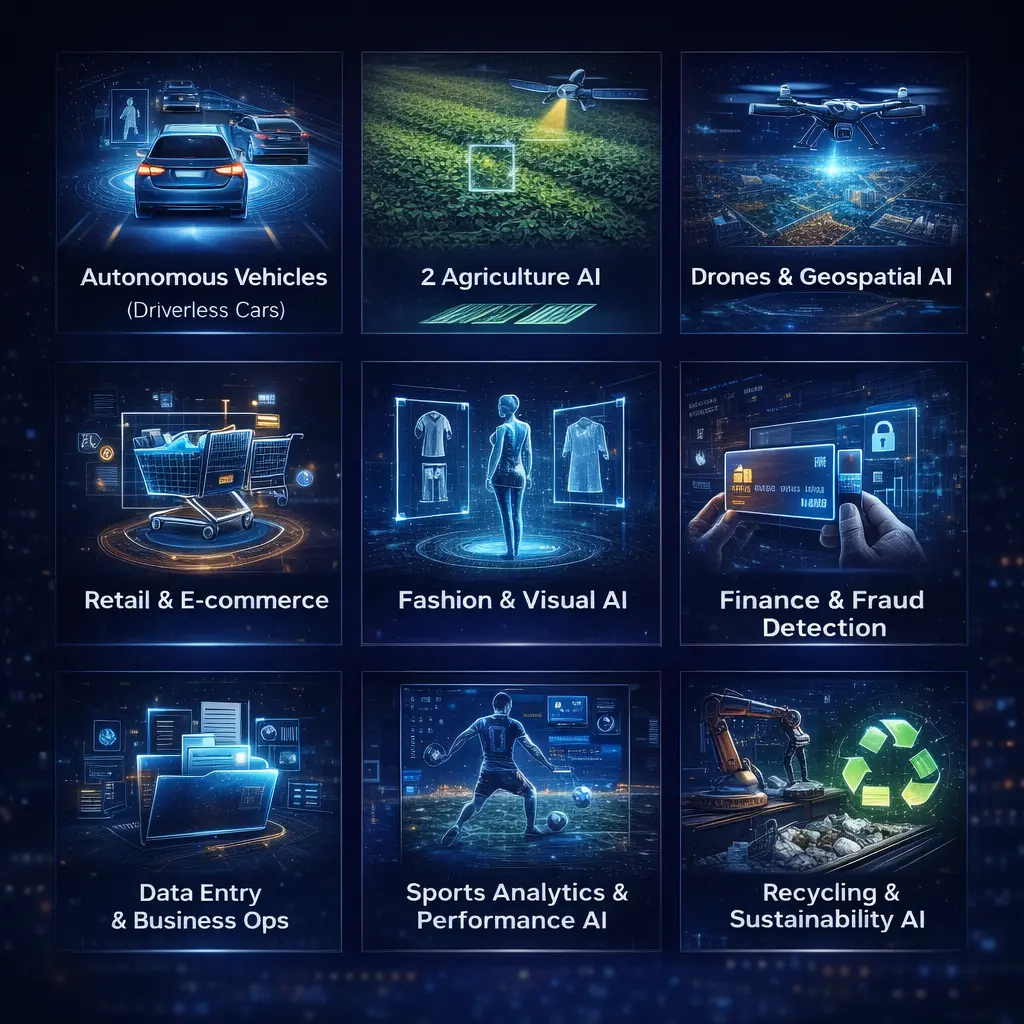 Data labeling use cases across industries like autonomous vehicles, retail AI, and geospatial analysis